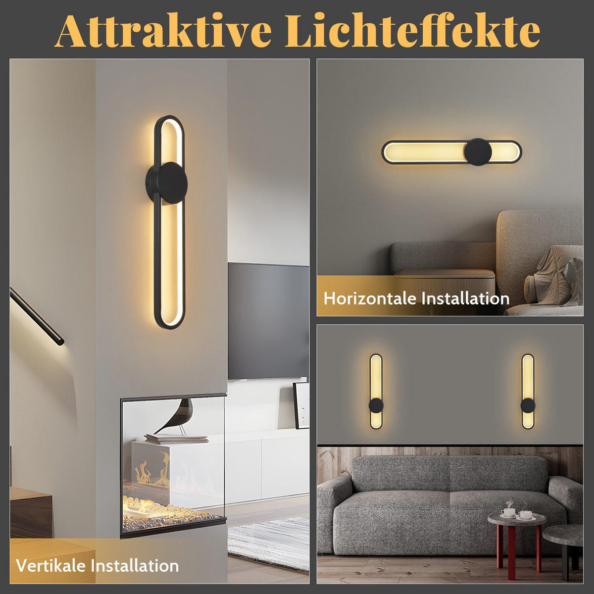 LED nástěnné svítidlo Frankenthal II 60/12/6 cm - černá, kov (12/5.5/60cm) - Nettlife