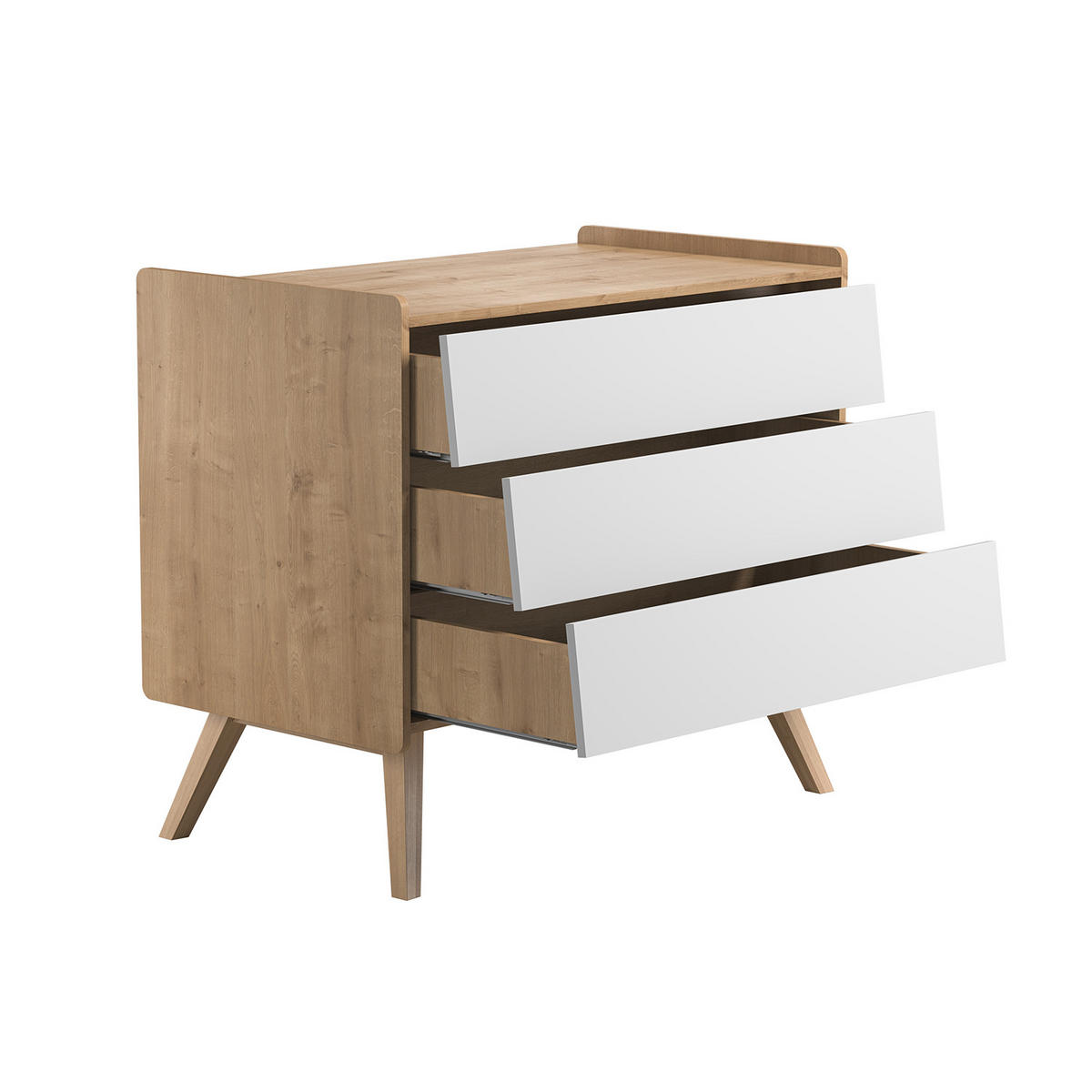 KOMMODE 3 Schubladen L100 cm - Vintage - Weiß, Holzwerkstoff (58.5/90/100cm) - Calicosy