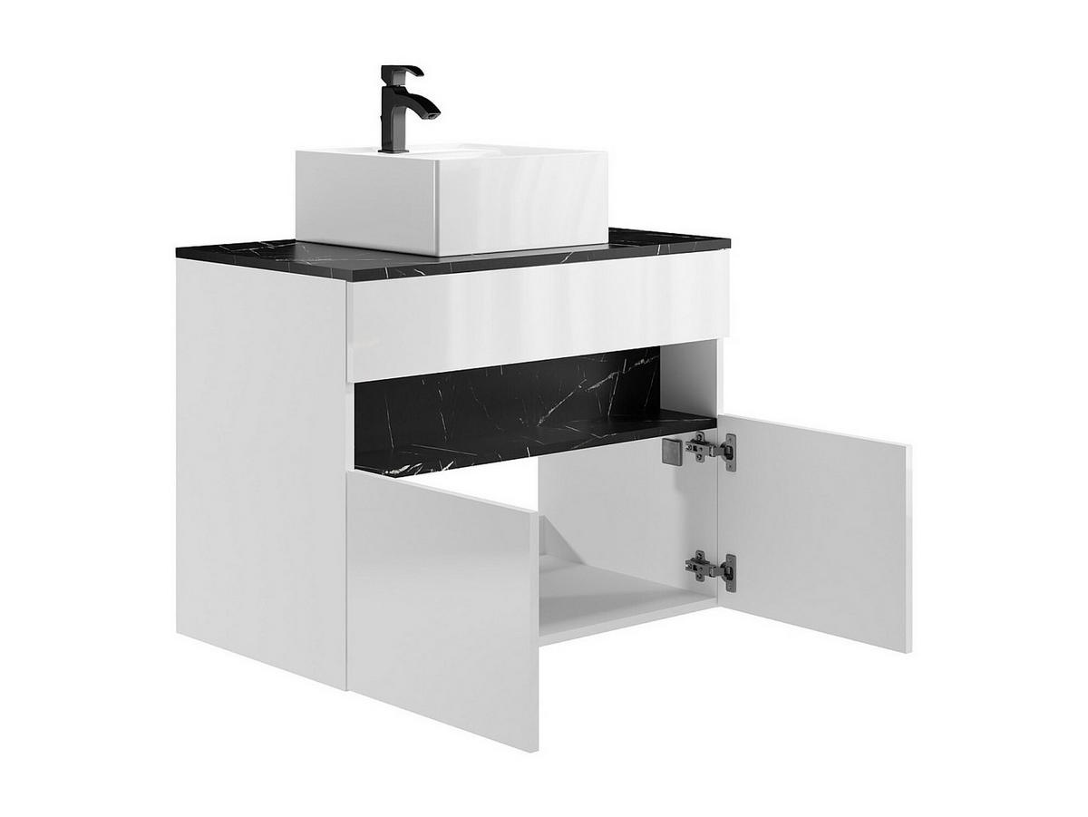 EINZELWASCHTISCH - 80cm x 46cm - MDF - schwarz, weiß - POGEZA - Schwarz, Holz (80/60/46cm) - Vente-Unique