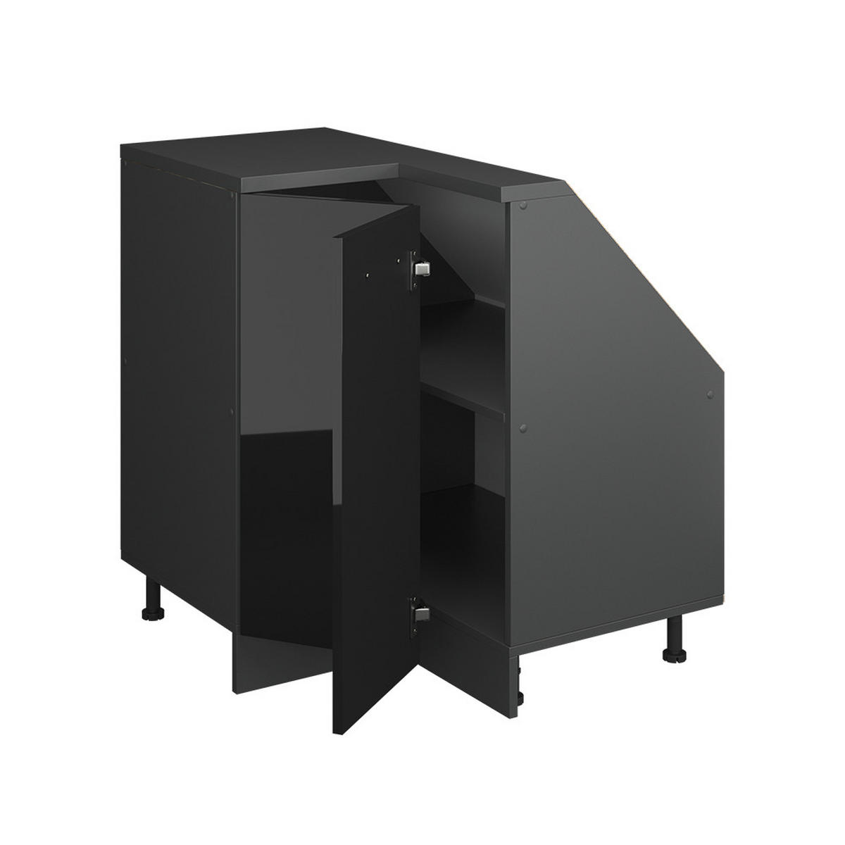 DACHSCHRÄGENSCHRANK ECKSCHRANK Rion Schwarz Hochglanz/Anthrazit 75.6 x 81.6 cm mit 1 Tür - Schwarz Hochglanz/Anthrazit, Holzwerkstoff (75.6/81.6/75.6cm) - Vicco