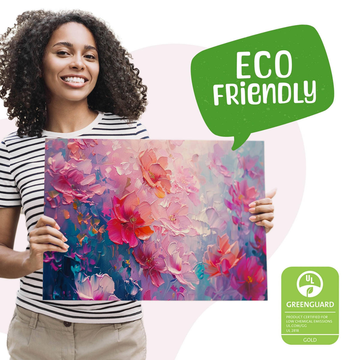 LEINWANDBILD Abstraktion Blumen Malarei 90x60 cm - Blau/Rot, Textil (90/60cm) - Muralo