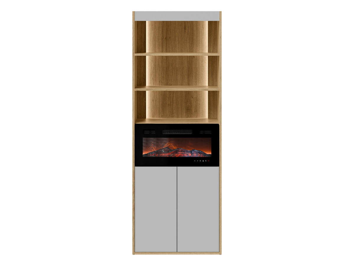 STANDREGAL Fiore EF 60 2D mit Kamin - Eichefarben/Schwarz, Holzwerkstoff/Kunststoff (64/176/39cm) - MIRJAN24