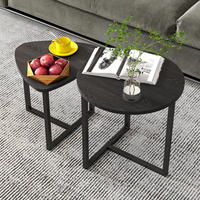 COUCHTISCH-SET DE-37289 2er-Set rund mit Herzform Schwarz - Schwarz, Metall (45/45/50cm) - ComfortXL