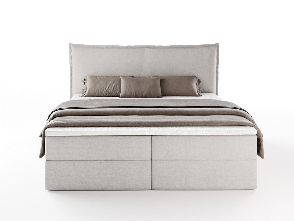 BOXBETT ARENO 200x200 cm Komplett-Set mit Bettkasten, Bonell-Matratze H3 und Topper - Grau - Grau, Textil (200/200cm) - Luxkor24