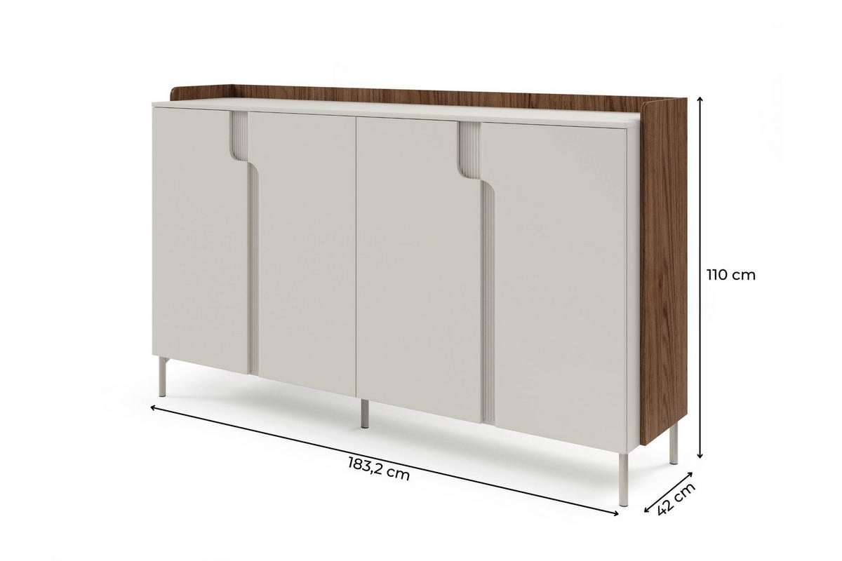 KOMMODE PAURO 06 183/110/42 cm in Walnuss Alba / Kaschmir - Kaschmir/Walnussfarben, Holzwerkstoff (183/110/42cm) - Deine Möbel 24
