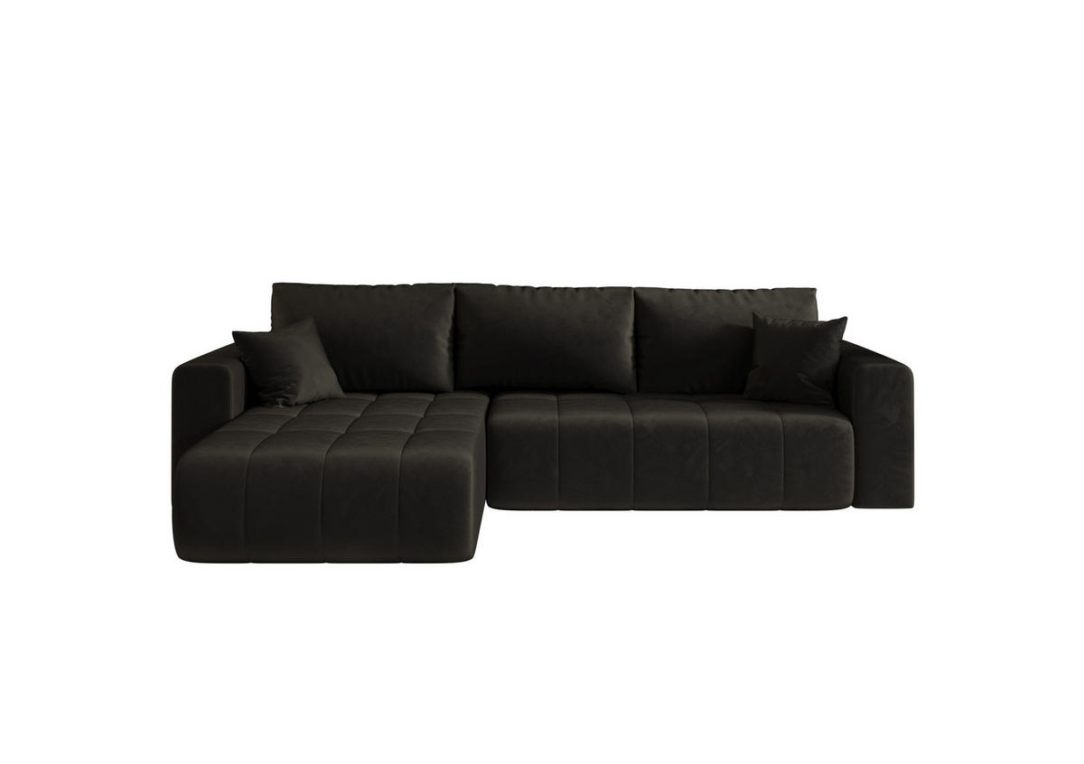 ECKSOFA mit schlaffunktion und bettkasten MILO, stoff MONOLITH, Dunkelgrau, Links - Dunkelgrau, Holz (280/190cm) - Kaiser Möbel
