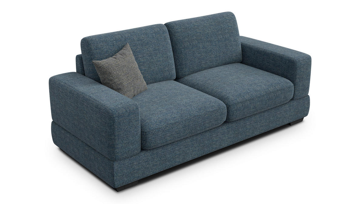 SOFA OTTO 3-Sitzer, marineblau - Blau/Schwarz, Holz/Textil (201/89/98cm) - Courtois Laville