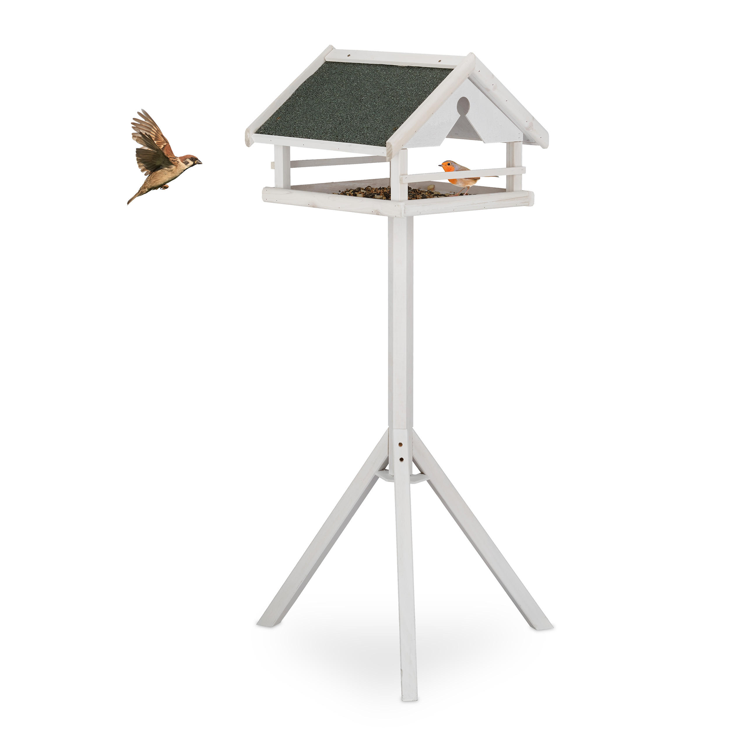 VOGELFUTTERHAUS - Weiß, Holz (62/120/55cm) - Relaxdays