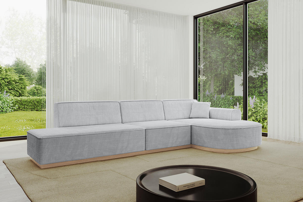 ECKSOFA Ottomane Rechts ARRIO-L2 - 328x171x83 cm Grau - Grau, Holzwerkstoff/Textil (328/171cm) - ALTDECOR