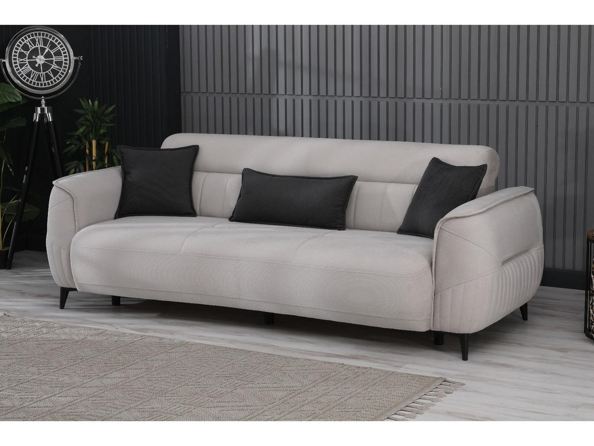 SITZGARNITUR Cordoba, Beige Stellvariante 3+2+1 - Beige, Holzwerkstoff/Kunststoff (245/85/104cm)