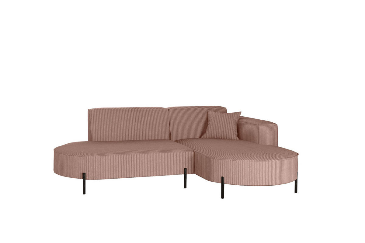 ECKSOFA L-Form Designer Modena Rein stoff Cord Rosa Rechts - Rosa, Holzwerkstoff (236/165cm) - Kaiser Möbel