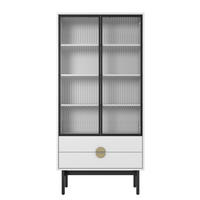 VITRINE Stoon Weiß 175 cm - Goldfarben/Schwarz, Holzwerkstoff/Metall (85.5/179/41cm) - Selsey