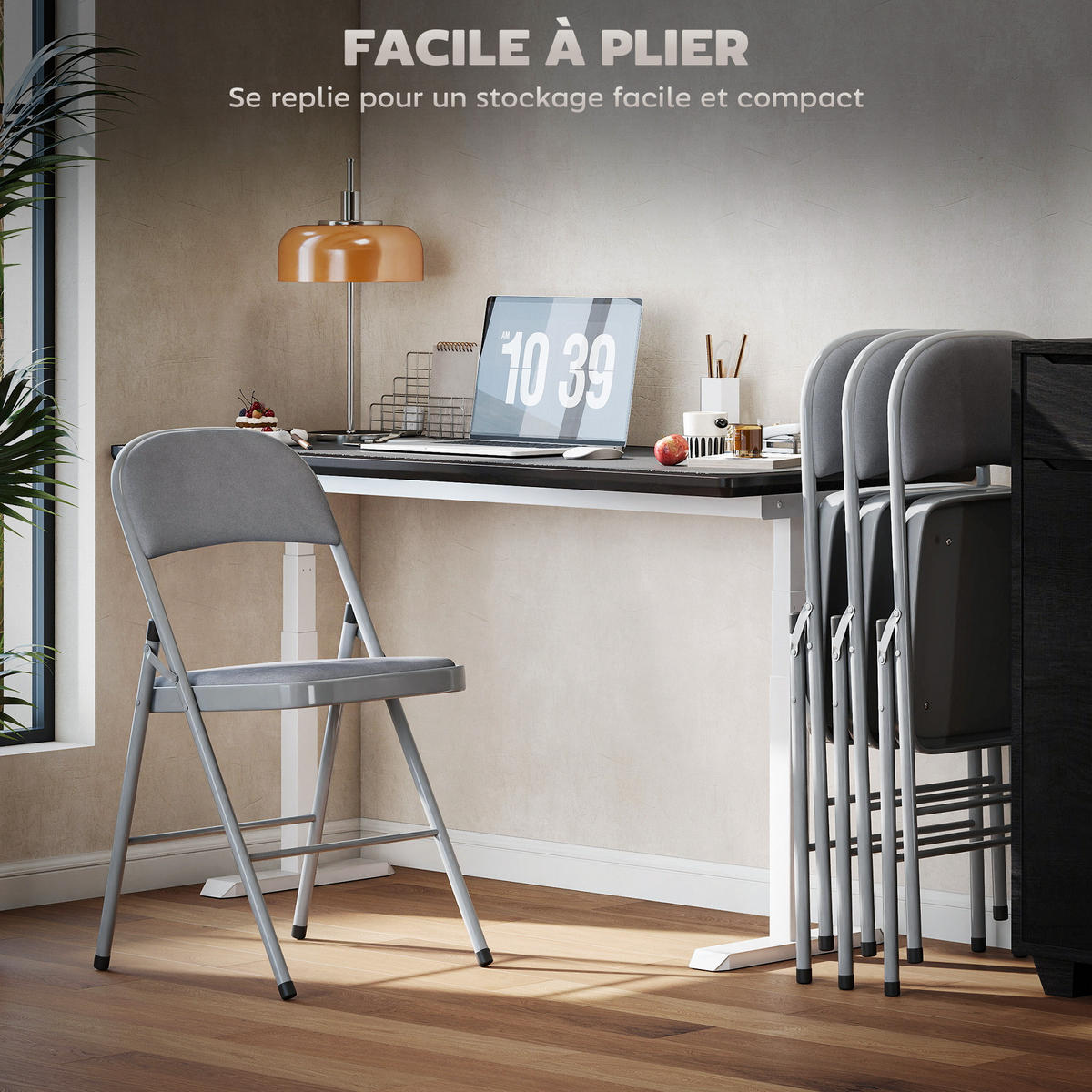 KLAPPSESSEL Grau 4 Stück - Grau, Naturmaterialien (45/78/46cm) - GiPP