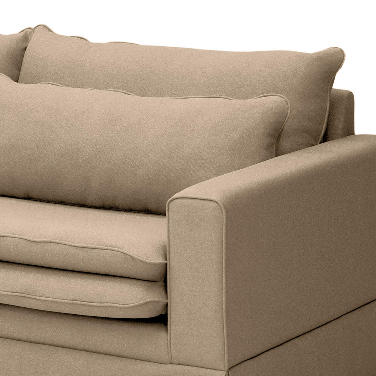 ECKSOFA mit Husse - Longchair, Webstoff - Hellbraun/Schwarz, Kunststoff/Textil (300/175cm) - home24