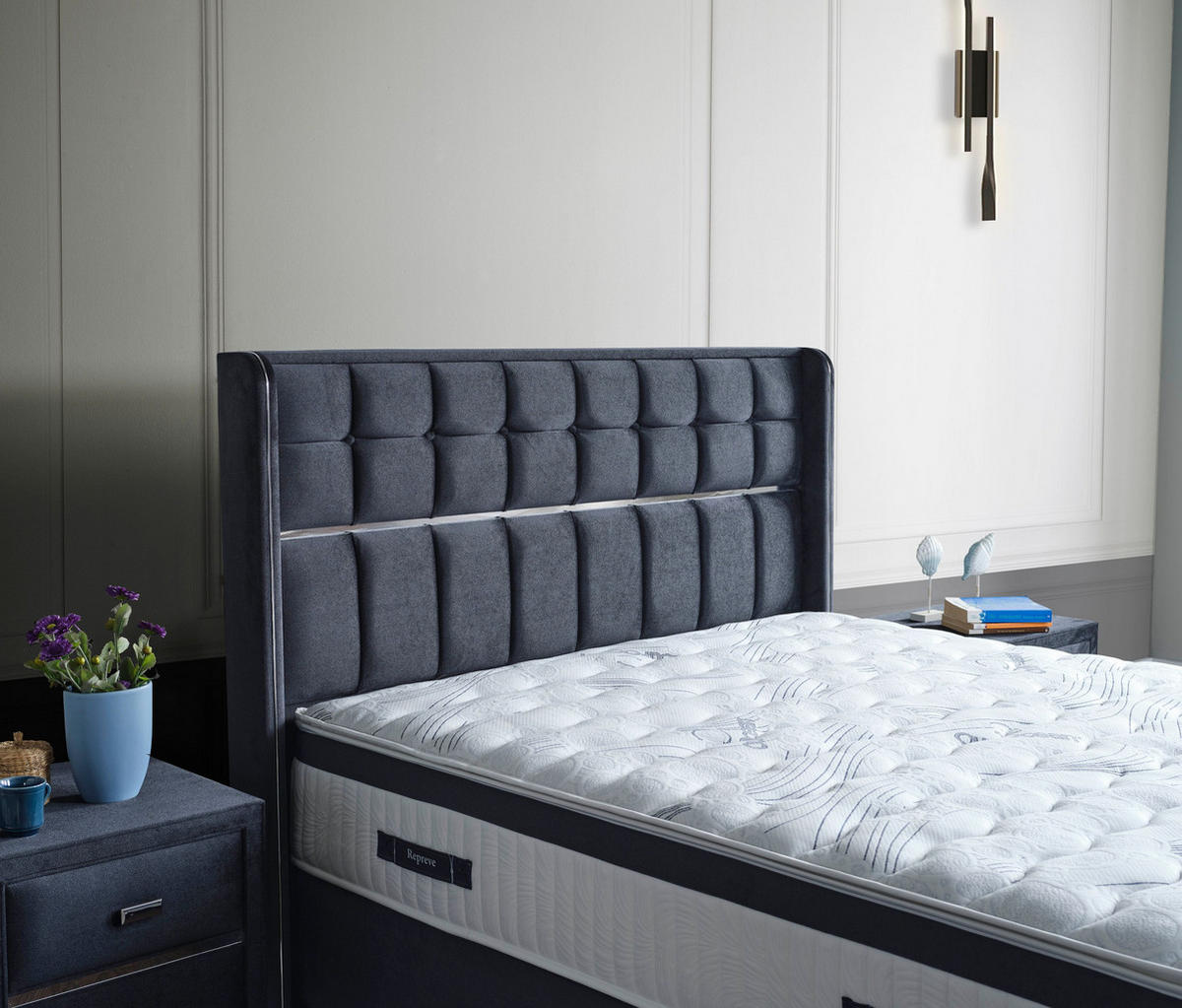 POLSTERBETT-SET Ocean 160x200 Anthrazit - Bett inkl. Matratze - Anthrazit, Metall (160/200cm) - Villa Möbel