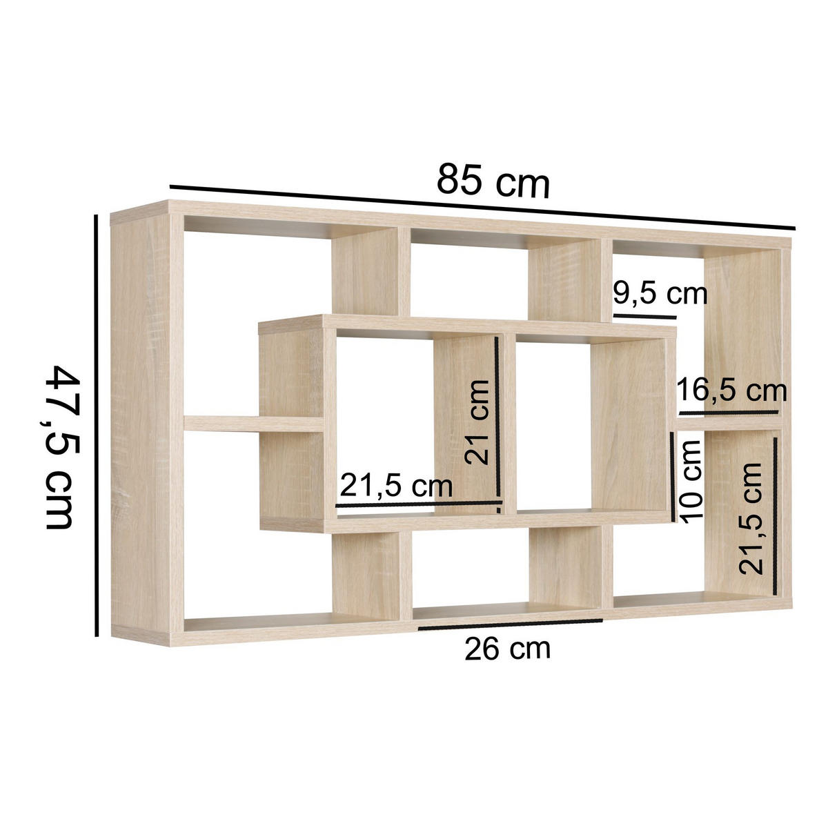 WANDREGAL RUR MDF Melaminbeschichtet Modern, Beige 85x16x48 cm - Beige, Holz (85/48/16cm) - KADIMA DESIGN