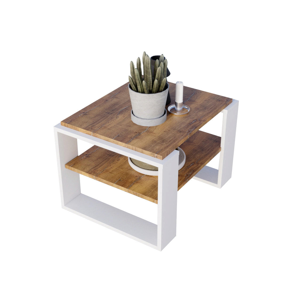 COUCHTISCH KAJA 61 - Alteiche/Weiß, Holz (54/61/44cm) - Mat-Haus