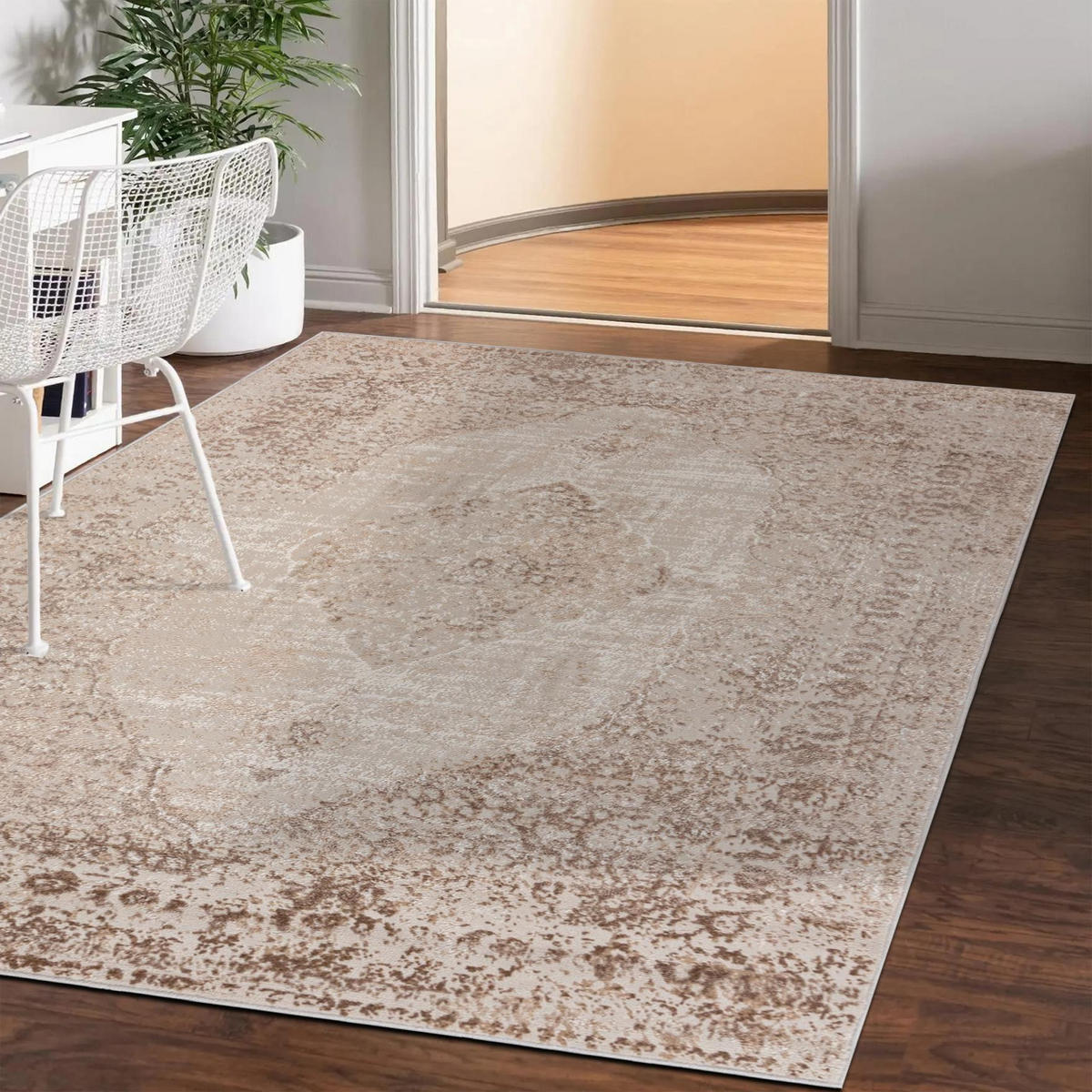 TEPPICH Beige Modern Vintage - Kurzflor Rechteckig Stilvoller - Creme - 160 x 230 cm - Beige, Textil (160/230cm) - Mazovia