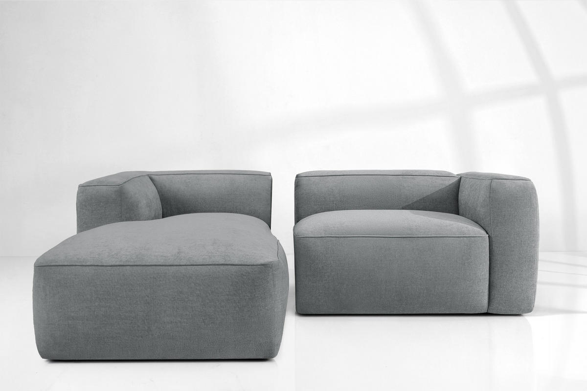 ECKSOFA LINKS FUBBO, Grau - Grau, Holz/Holzwerkstoff (225/176cm) - KONSIMO®