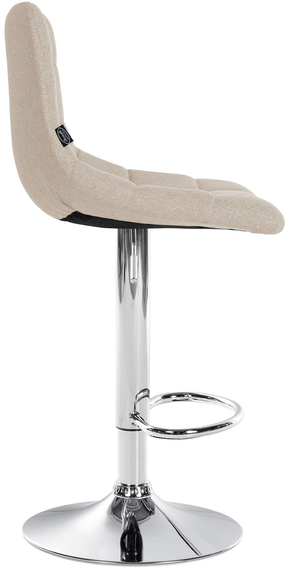 BARHOCKER 2er Set James Stoff chrom creme - Chromfarben/Naturfarben, Textil/Metall (43/108.5/46.5cm) - TPFLiving
