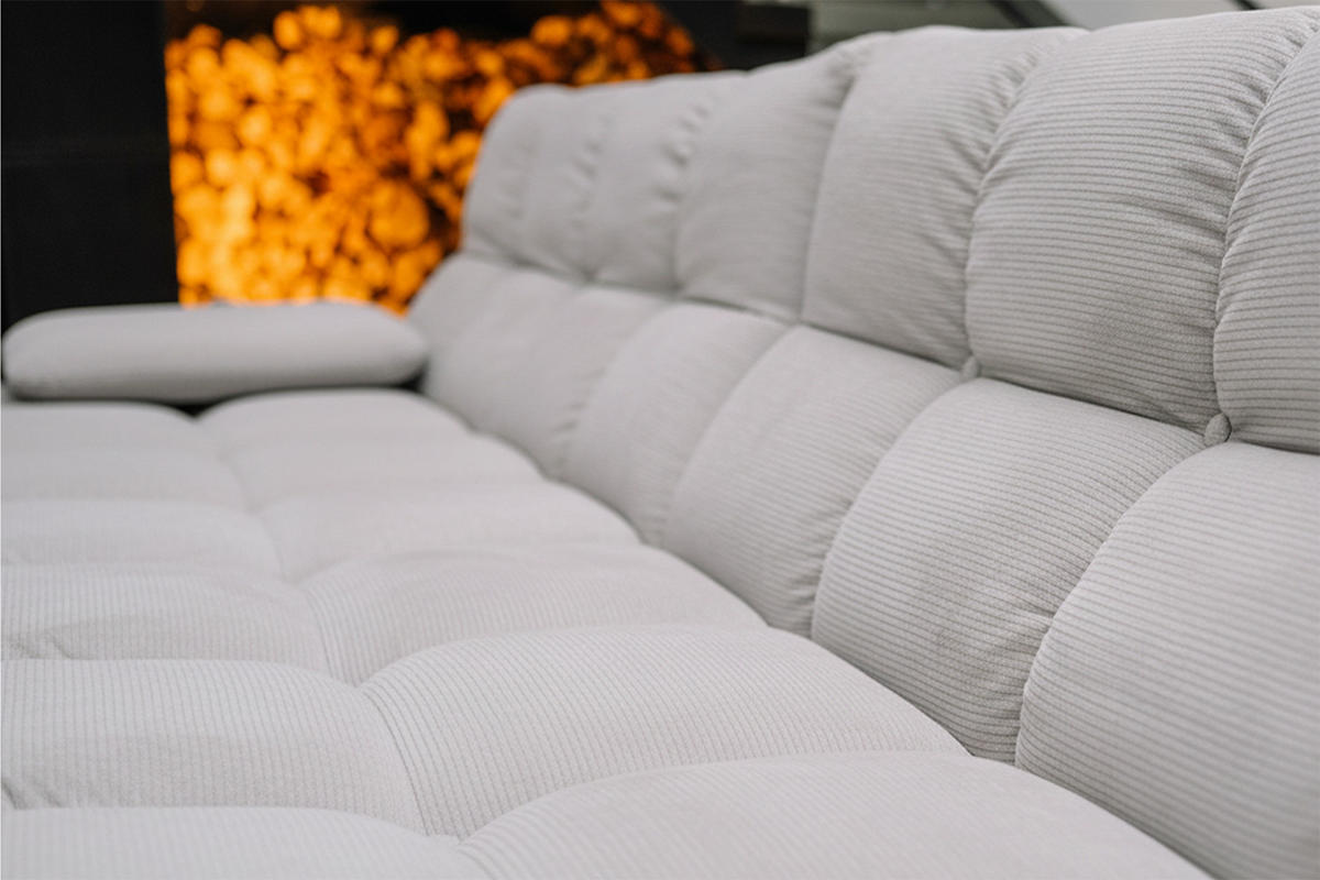 ECKSOFA VIVIEN Silber Cord - Silberfarben/Schwarz, Kunststoff/Textil (290/178cm) - KAWOLA