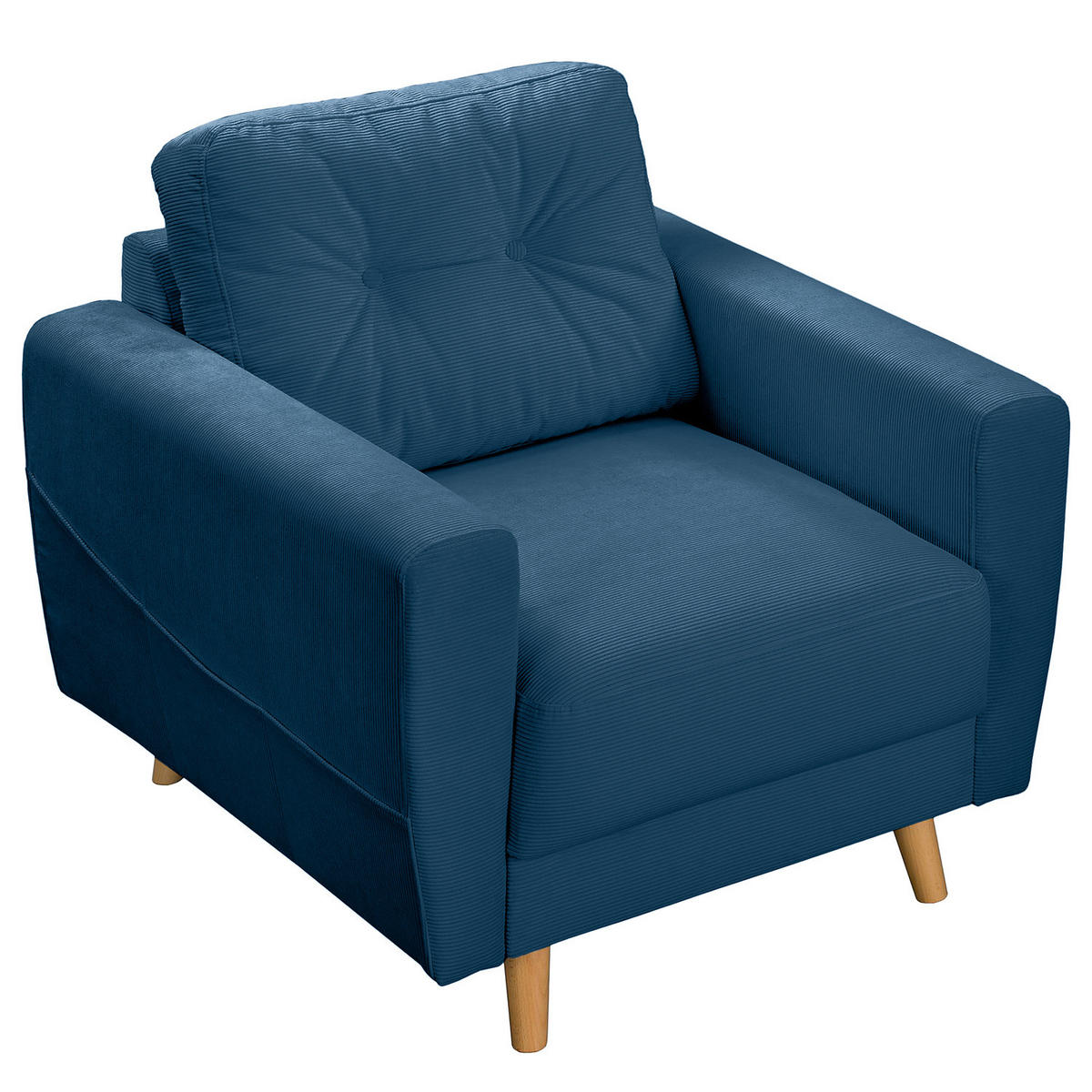 SESSEL - Blau/Honig, Holz/Textil (80/90/87cm) - home24