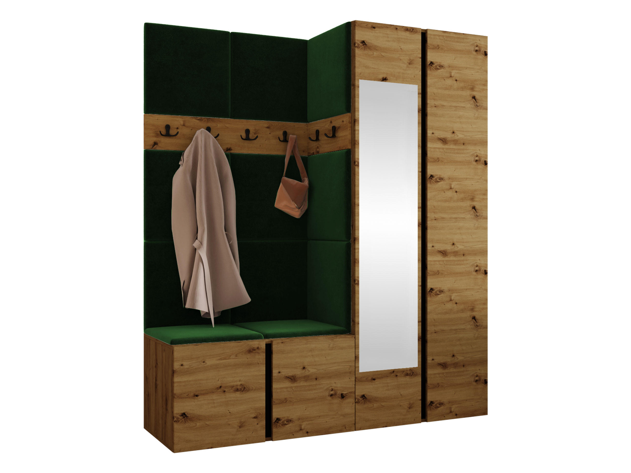 Mirjan24 Garderoben-Set Eiche Artisan, Grün 158x186x46 cm