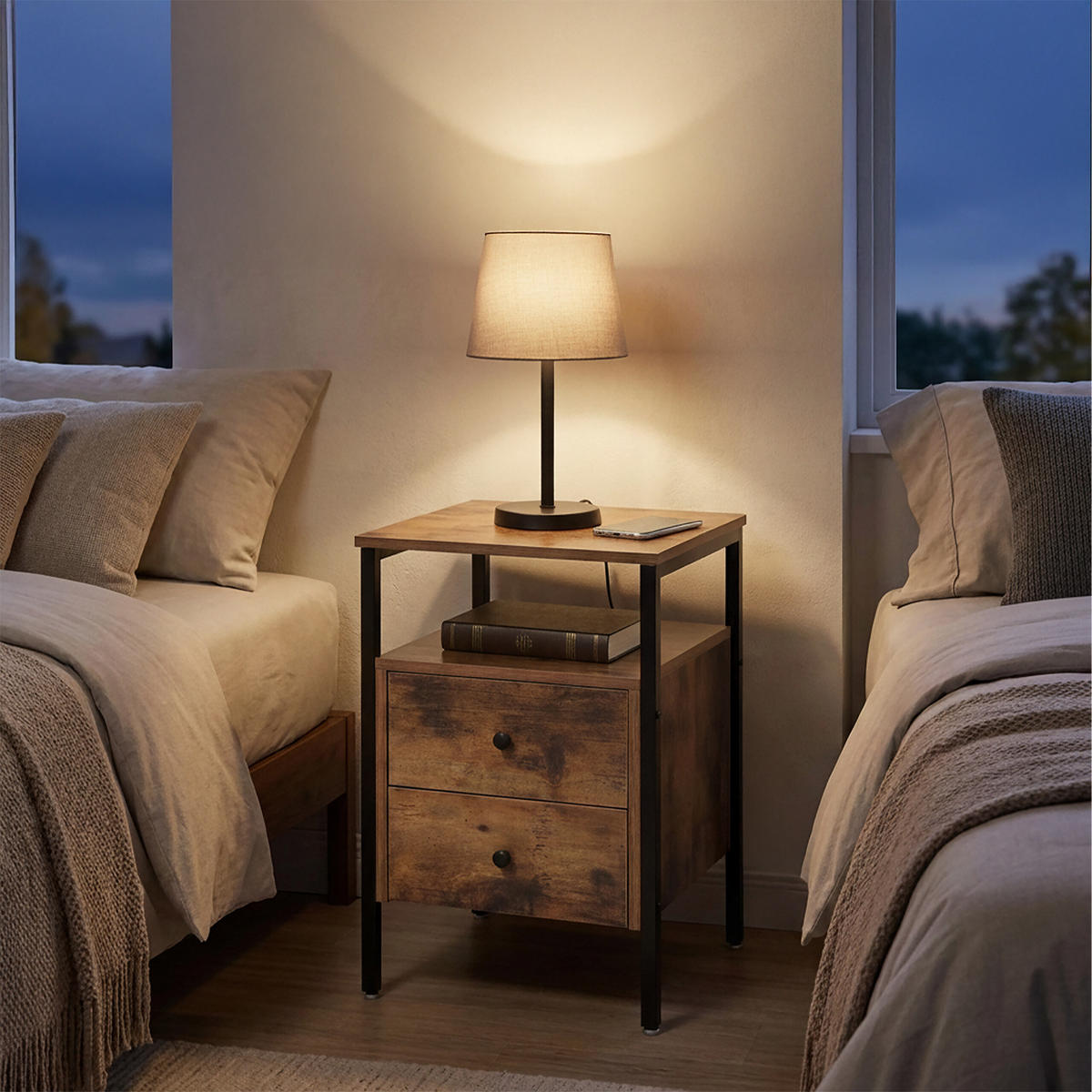NACHTTISCH - Braun, Holzwerkstoff/Metall (40/61/40cm) - Relaxdays