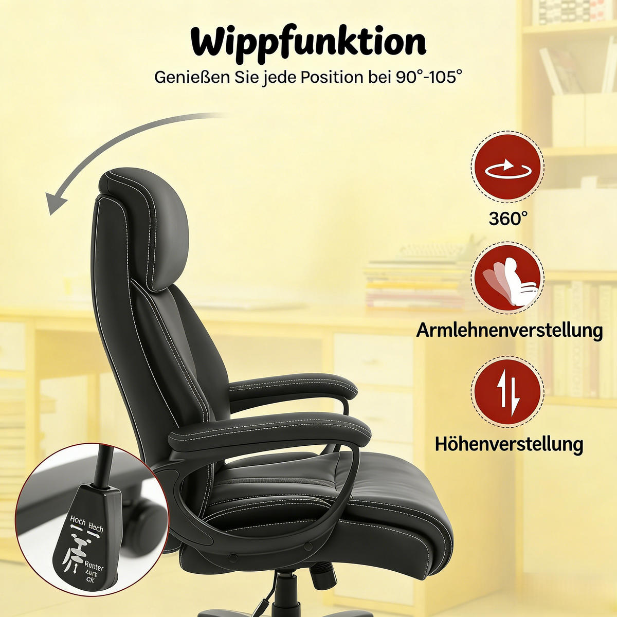 CHEFSTUHL Schwarz 86/72/127 cm - Schwarz, Metall (86/127/72cm) - PANGIVO