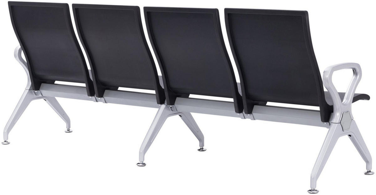 WARTEBANK Erik 4-Sitzer 228x59x89cm Kunststoff Schwarz Sitzbank - Schwarz, Kunststoff (228/89/59cm) - DELUKE