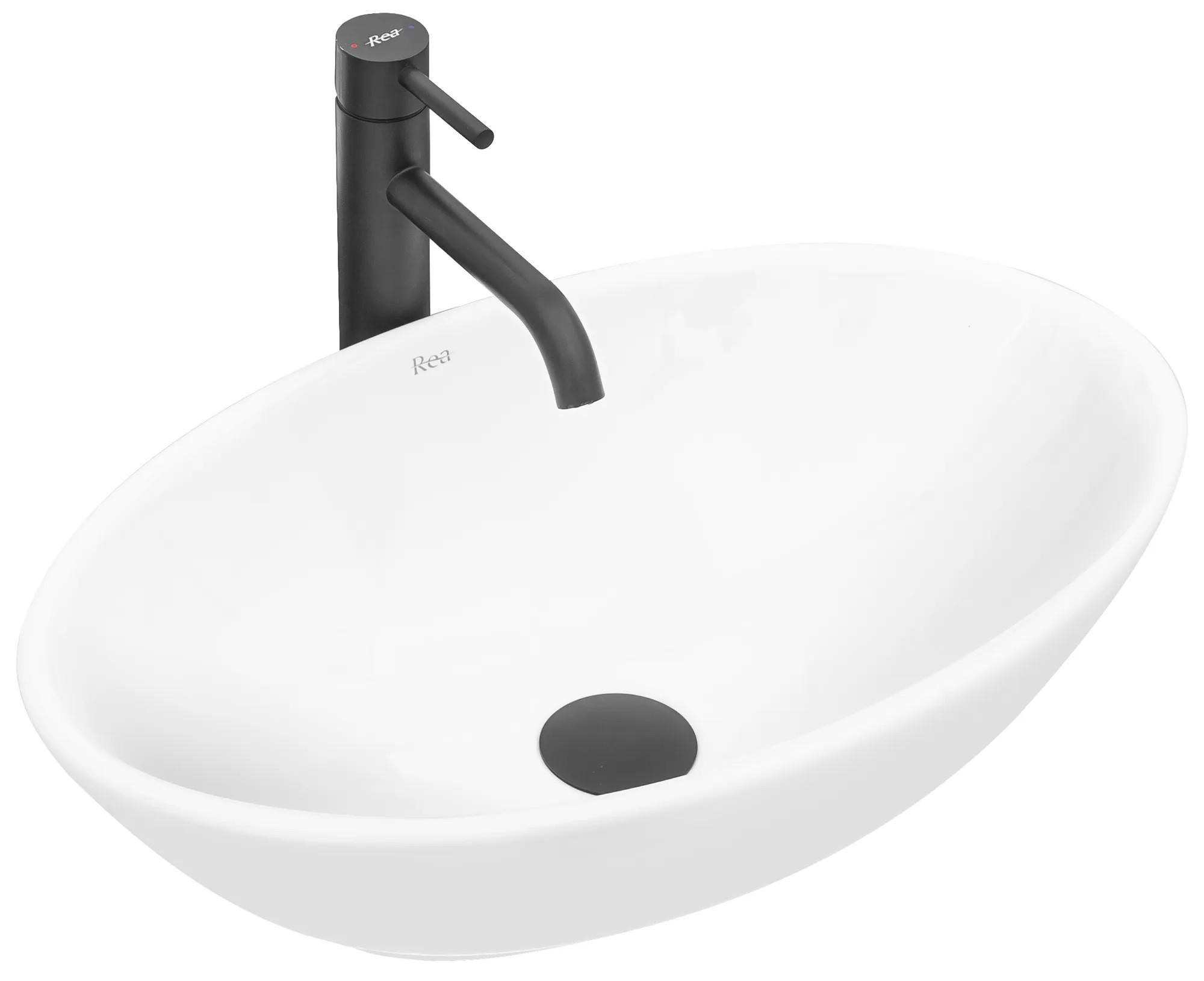 AUFSATZWASCHBECKEN Rea Pamela - Weiß, Keramik (33/15/53cm) - REA