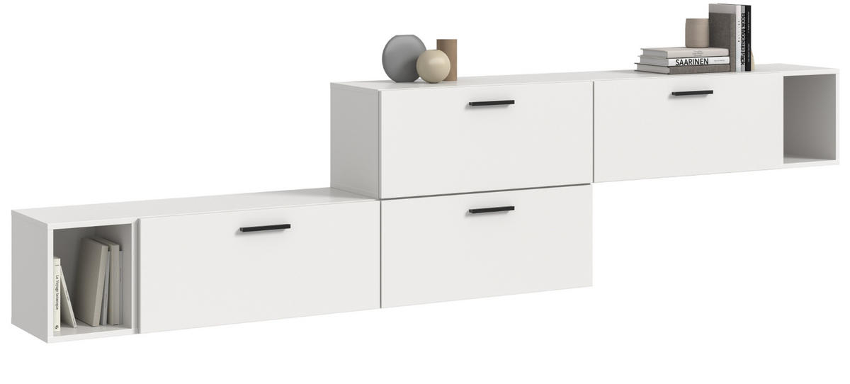 SIDEBOARD weiß 277 cm, Kommode mit Soft-Close - Schwarz/Weiß, Holzwerkstoff/Kunststoff (277/65/34cm) - Inn.Furn