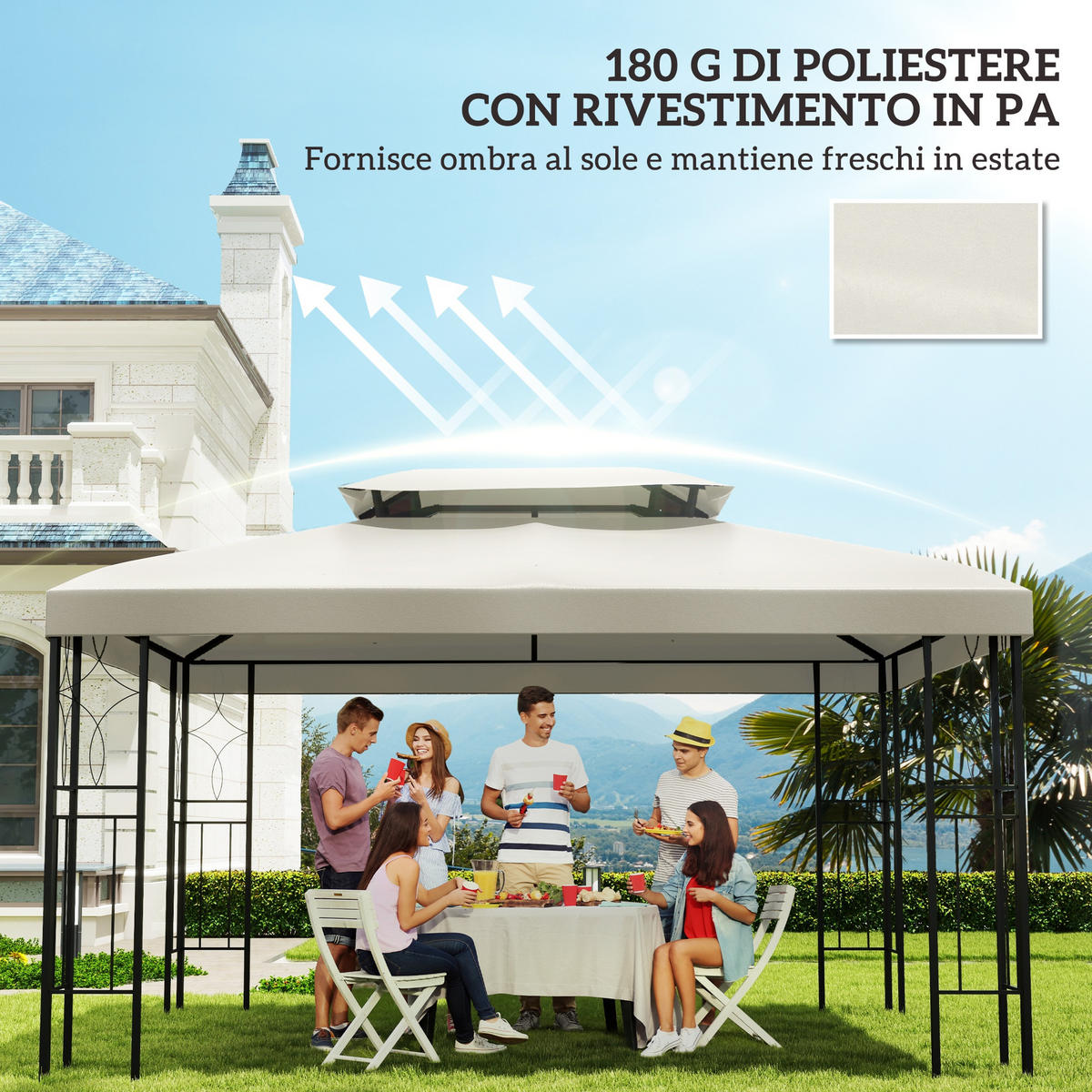 ERSATZDACH, 3x4 m wasserdichte Polyesterplane für Pavillon, UV-beständig, beige - Multicolor, Kunststoff (300/0.1/400cm) - FORIOUS