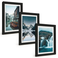BILDER SET 3er Set - 20x30 cm Schwarzer Rahmen - Berglandschaften Wasserfall See - Schwarz, Kunststoff (20/30cm) - TULUP