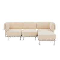 ECKSOFA 251/155/78 cm Beige Chenille mit 1 Fußhocker - Beige/Schwarz, Textil (155/251cm) - Oxeza