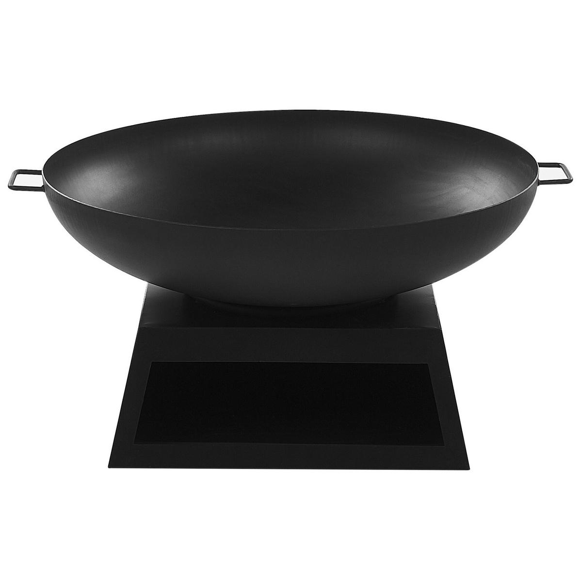 FEUERSTELLE Stah schwarz rund mit Ablage Semeru - Schwarz, Metall (76/60/76cm)