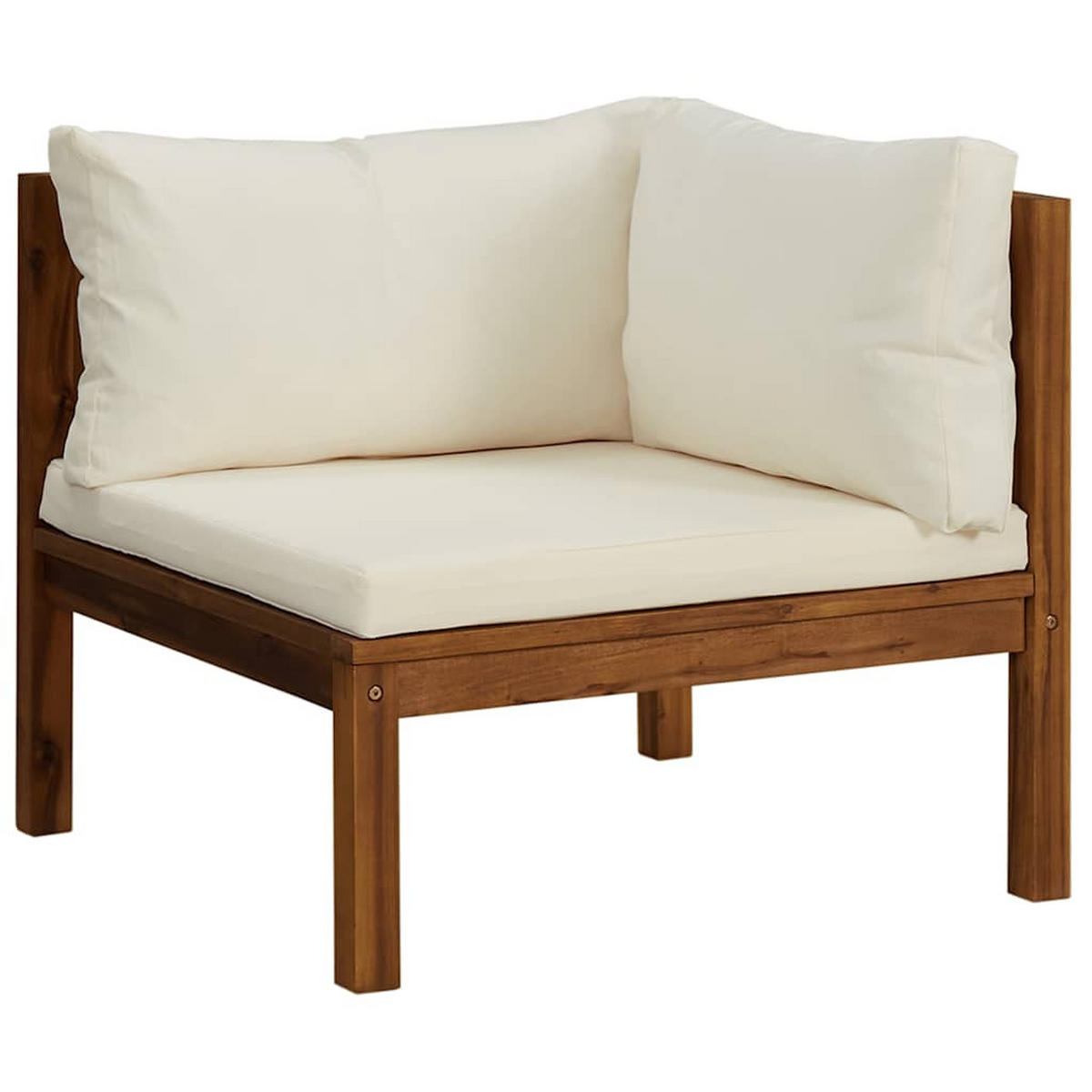SOFAGARNITUR 2-teilig Mit CremeWeißen Kissen Massivholz Akazie - Creme/Braun, Holz/Textil (69/62.5/69cm) - vidaXL