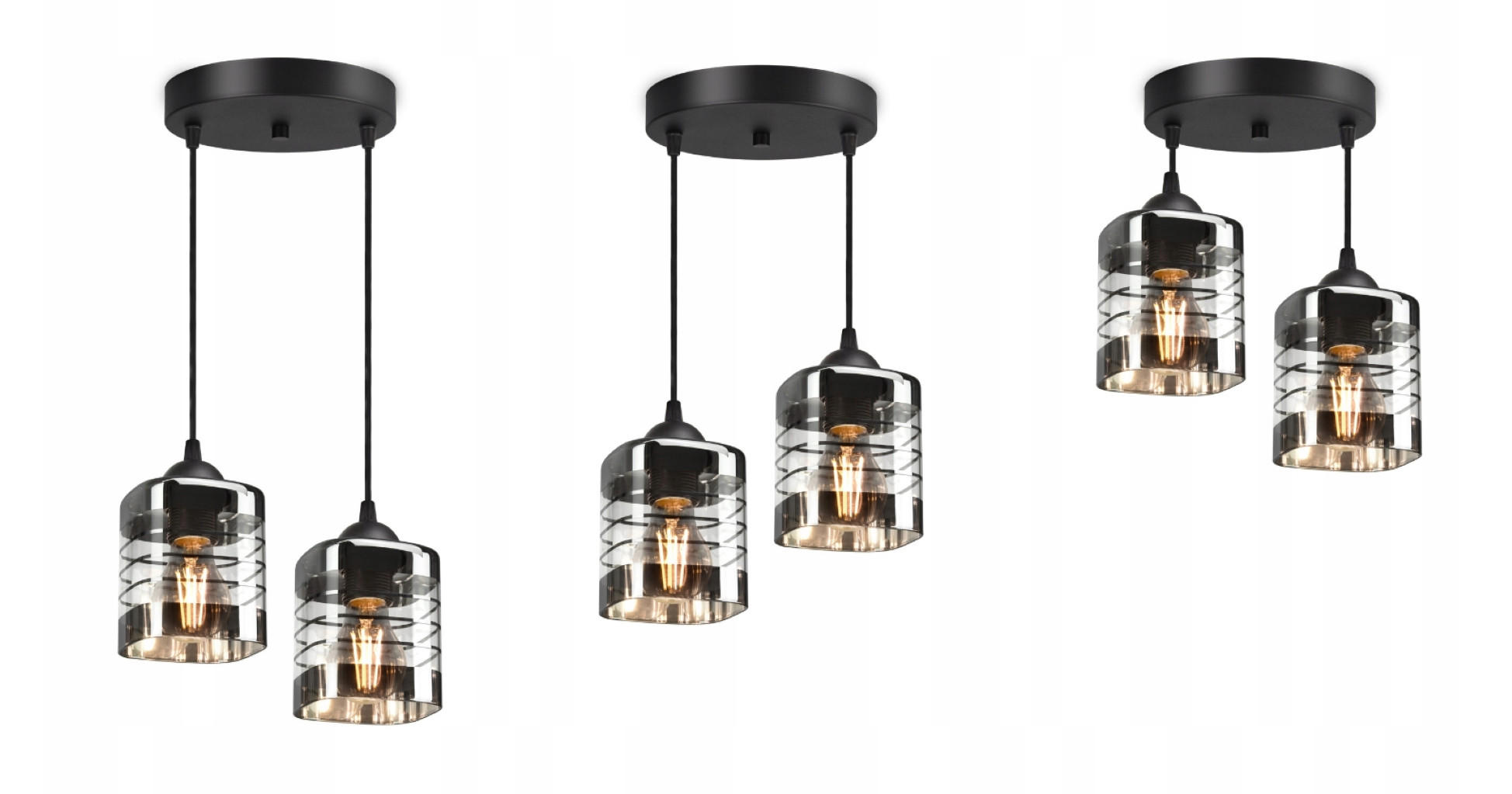 PENDELLEUCHTE TRAGLAS - Transparent/Schwarz, Glas/Metall (25/25/80cm) - kiki design