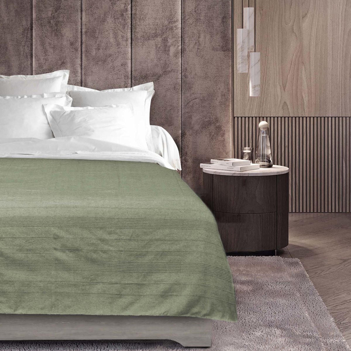 TAGESDECKE Lucile 220/240 cm - Mintgrün, Naturmaterialien (220/240cm) - Douceur d´intérieur