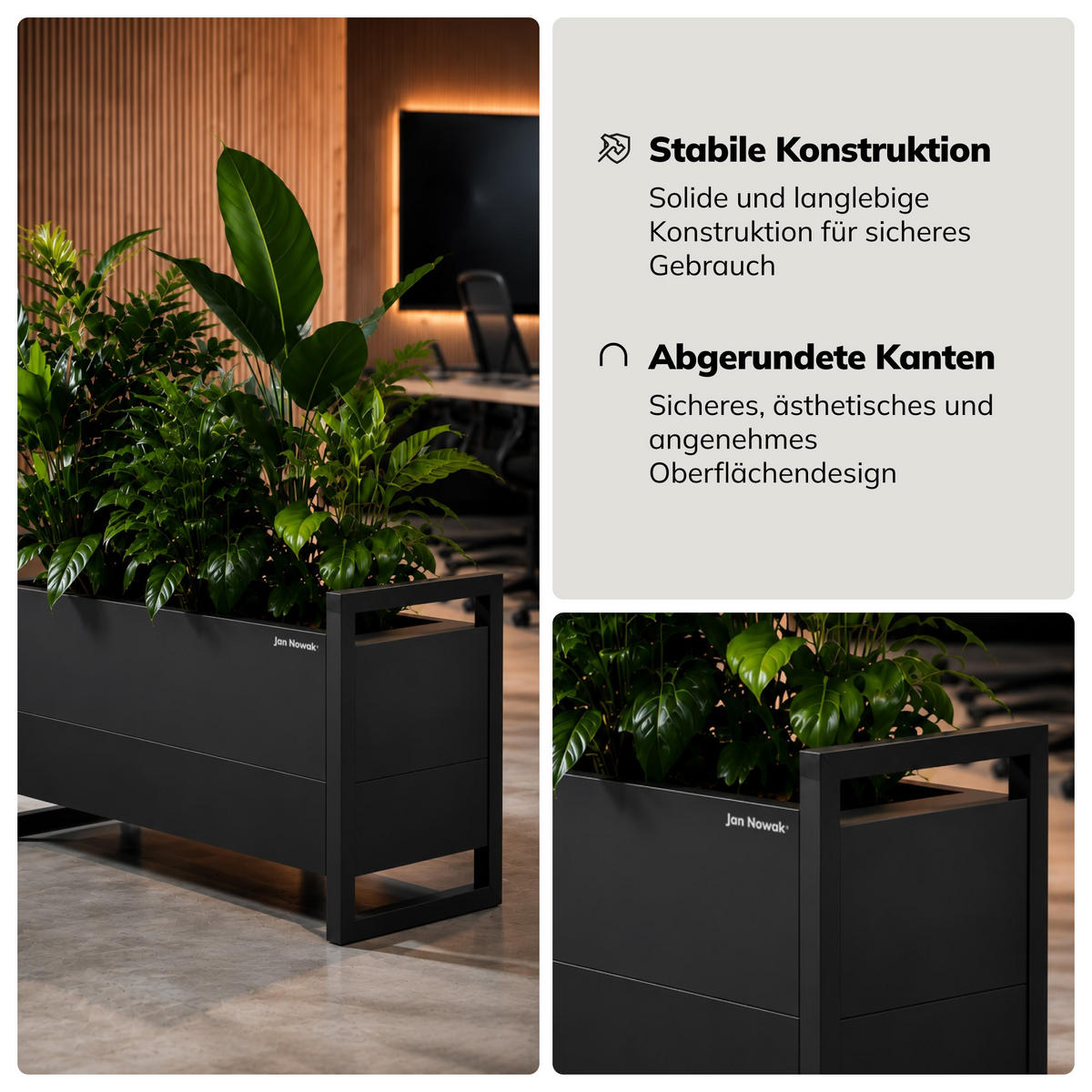 BLUMENKASTEN aus Metall MARGARET 100x43x38 cm - Anthrazit, Metall (100/43/38cm) - Jan Nowak