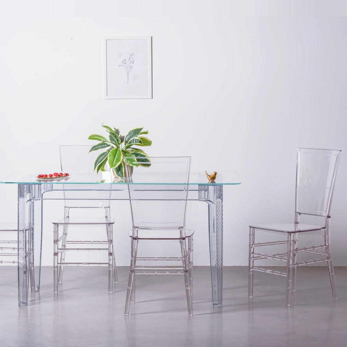 ESSZIMMERMÖBEL-SET Transparent Kunststoff Transparent - Transparent, Kunststoff - Nest Dream
