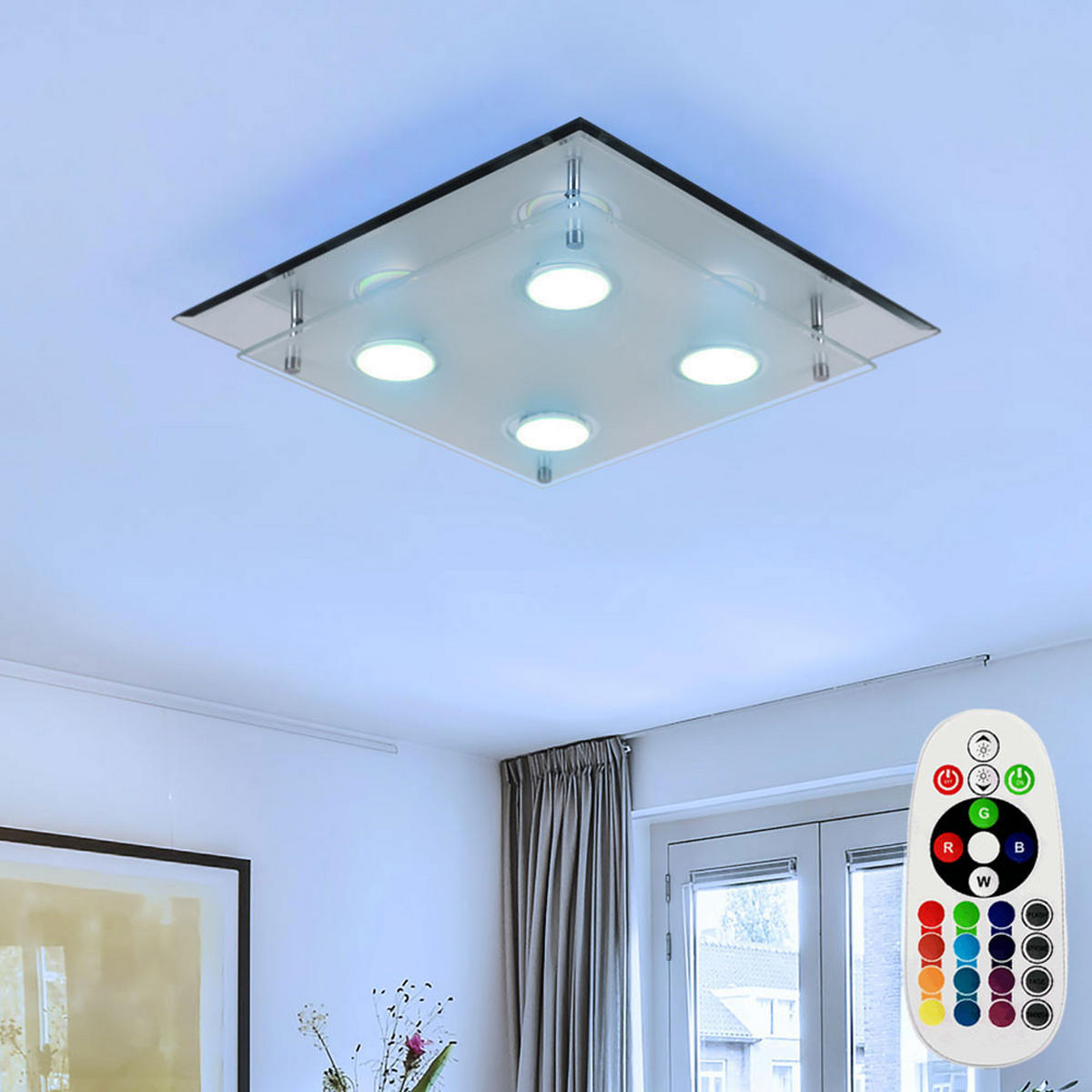 LED DECKENLEUCHTE Chrom Silber ARENA - Silberfarben, Glas (34/34/8cm)