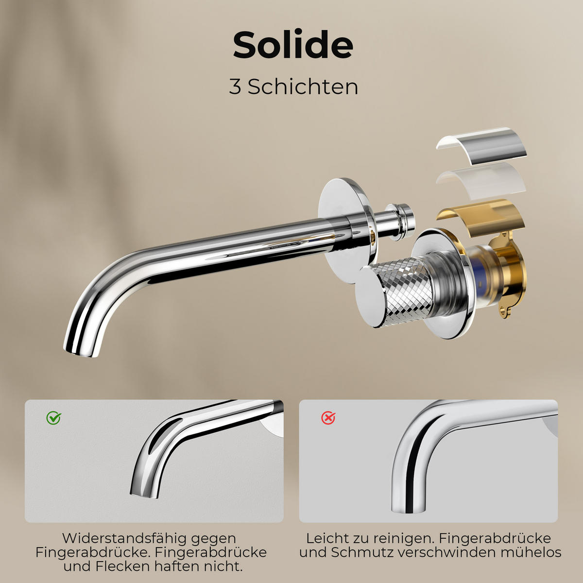 WASCHTISCHARMATUR Unterputz Chrom 28,1/14/6,5 cm - Chromfarben, Metall (28.1/14/6.5cm) - EMKE