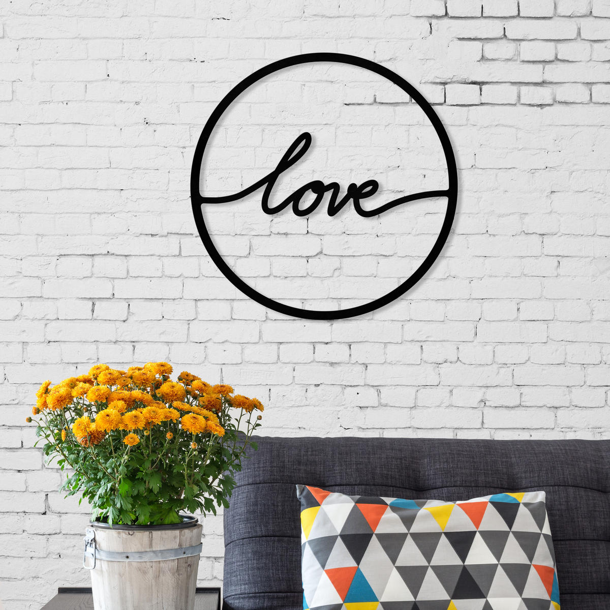 WANDDEKORATION Metall Nr. 17 To Love Schwarz 45/1,5/45 cm - Schwarz, Metall (45/45/1.5cm) - Decortie