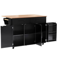 SERVIERWAGEN mit klappbarer Platte 129x71x91,5 cm MDF Black/Natural - Schwarz, Holz (46/91.5/120cm) - Beauniv