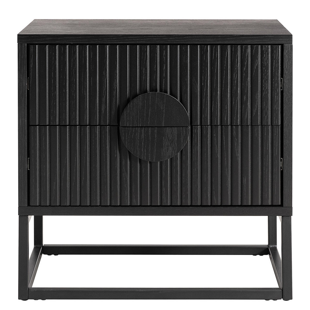 NACHTKOMMODE - MDF / Metall - Eiche - Eichefarben/Schwarz, Holzwerkstoff/Metall (55/55/40cm) - home24