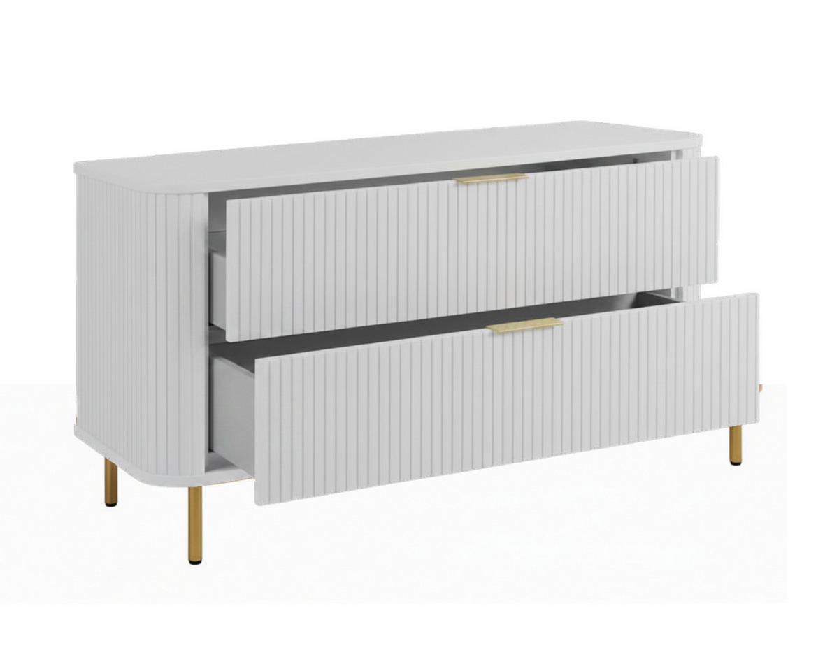 BADEZIMMERSCHRANK : Farbe Weiß, Griff gold, Füße gold, 120 x 41,5 x 66,7 cm - Goldfarben/Weiß, Holzwerkstoff (120/66.7/41.5cm) - 3XE LIVING