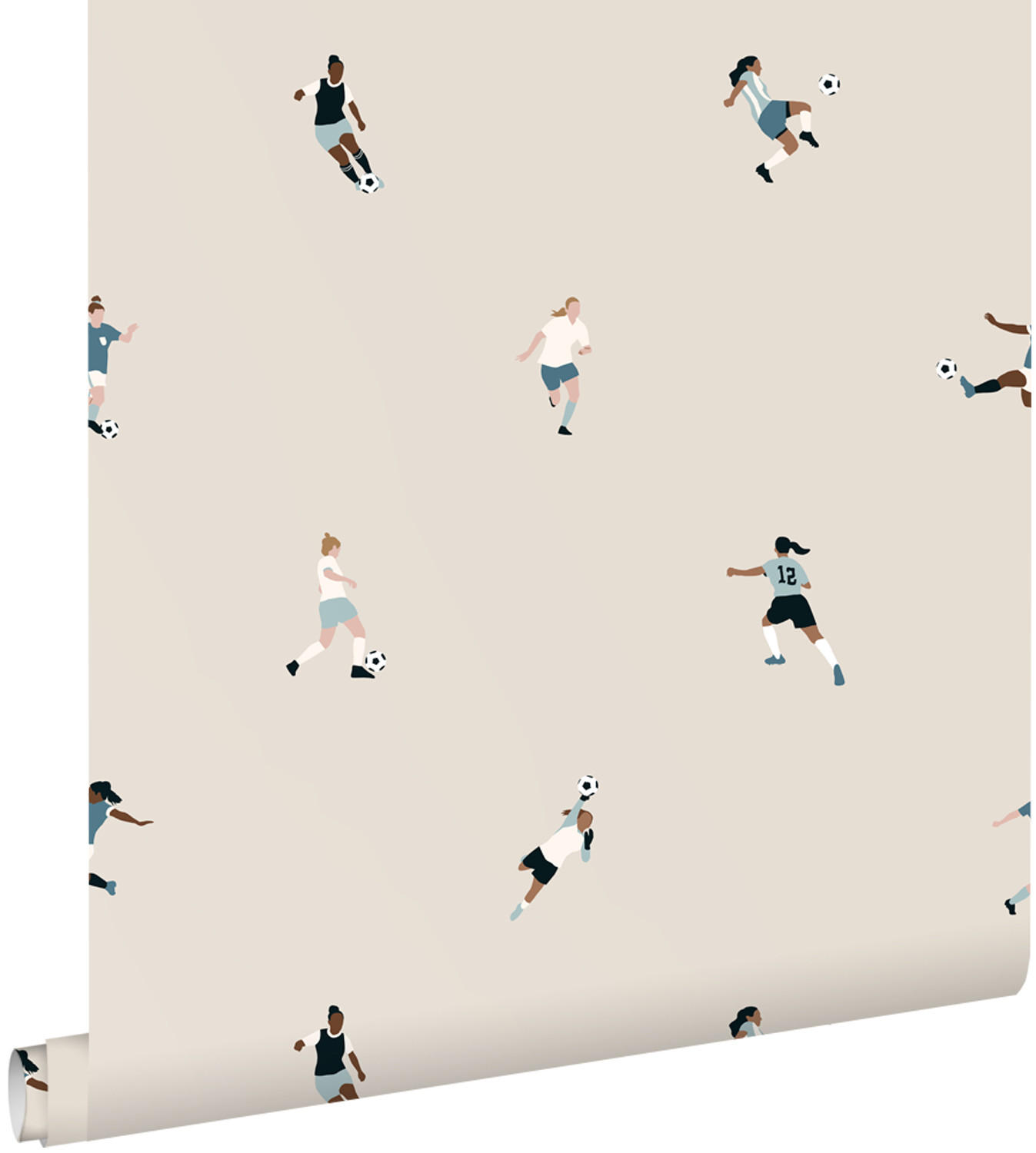 TAPETE Fußballspielerinnen 50 x 900 cm - Beige, Papier (50/0.1cm) - ESTAhome