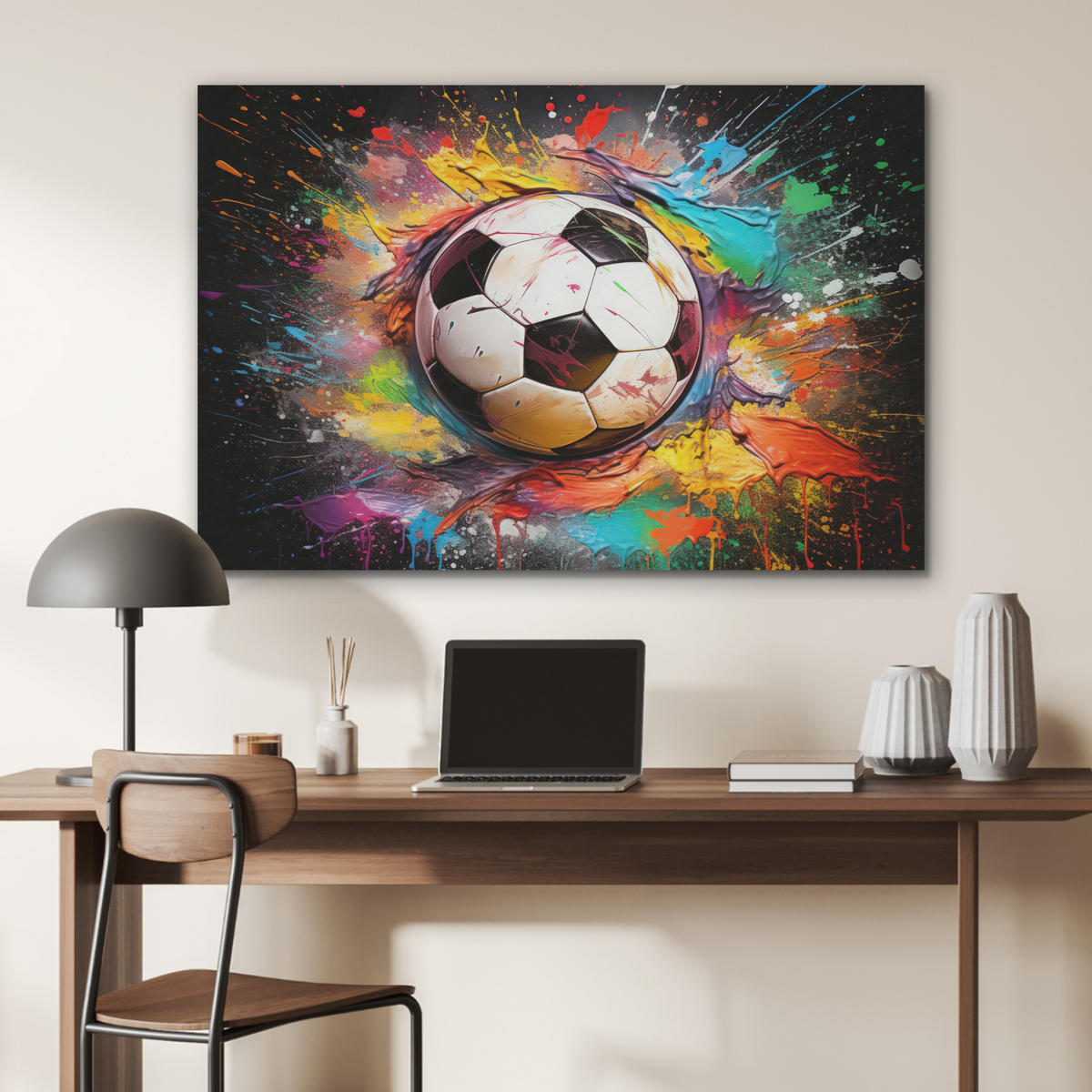 AKUSTIKPANEEL Fußball - Farbe - Farben - Schwarz - Weiß 100x70 cm - Weiß, Textil (100/0.9/70cm) - MuchoWow
