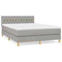 BOXSPRINGBETT mit Kopfteil, Matratze und Topper, 140/200 cm aus Stoff, Hellgrau - Grau, Textil - vidaXL